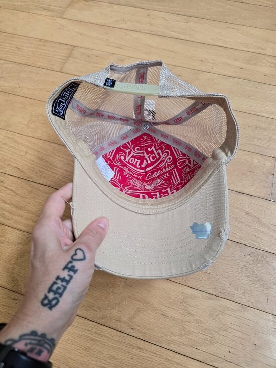 vintage Y2K | Von Dutch tan distressed trucker hat main image 7